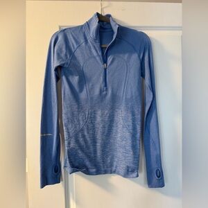 lululemon swiftly tech 1/2 zip heathered pipe dream blue